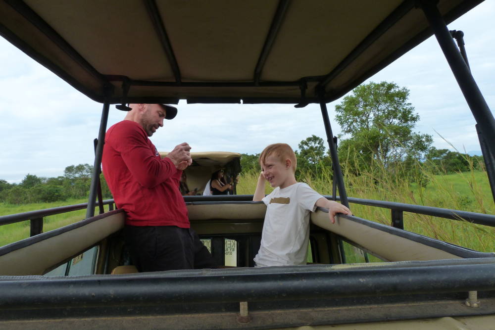 Maricky's Safaris - Package Yellow baboon, at the parking in Mikumi National Park.